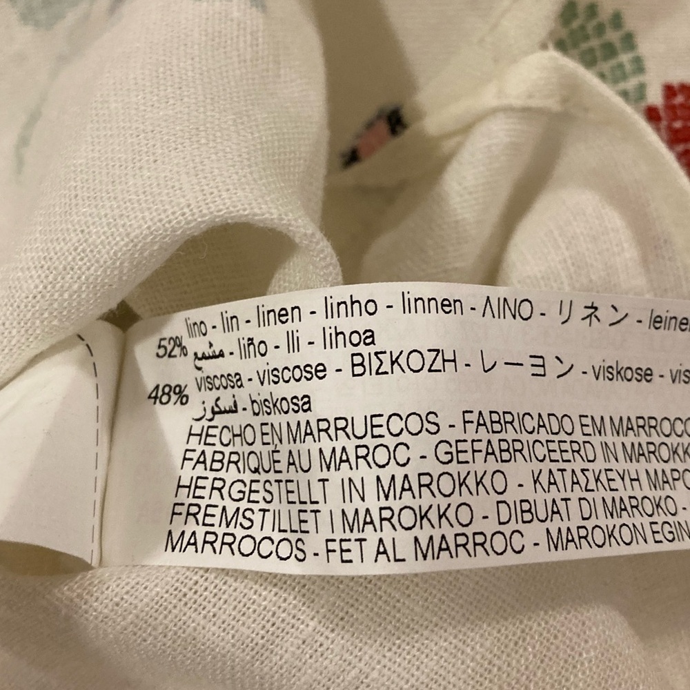 ZARA Oversized Linen Blend Floral Print MIDI  Kaftan Dress White Large - Picture 12 of 13